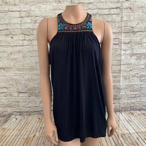 VGC Michael Kors Black Beaded Tank Top Blouse Size Small
